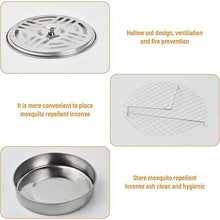 Decorative Mosquito Coil Holder Mosquito Coil Container, Incense Holder Safe Burning Coil Tray for Home Patio Pool Side Outdoor, Metal Tray