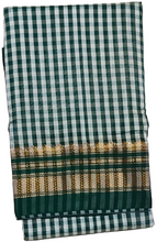 IIlkal Traditional Small Checks Cotton Saree, Temple Gold Border, 6.2m Length, Contrast Blouse, Catlon Tope Pallu, Irkal Saree (Green)