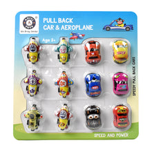 Mini Pull Back Car  Aeroplane Pvc Plastic Pull Back Car Cartoon Toys (12 Pcs Set)