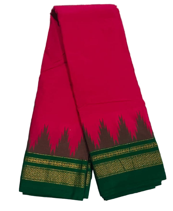 Beautiful Traditional Gadwal Ilkal Saree | Mercerised Cotton with 6.2m length including Contrast Blouse piece | Zari temple border | Traditional Tope Pallu | Irkal Saree