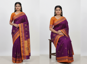 Kasuti Work Traditional Ilkal Sarees with Running blouse piece.